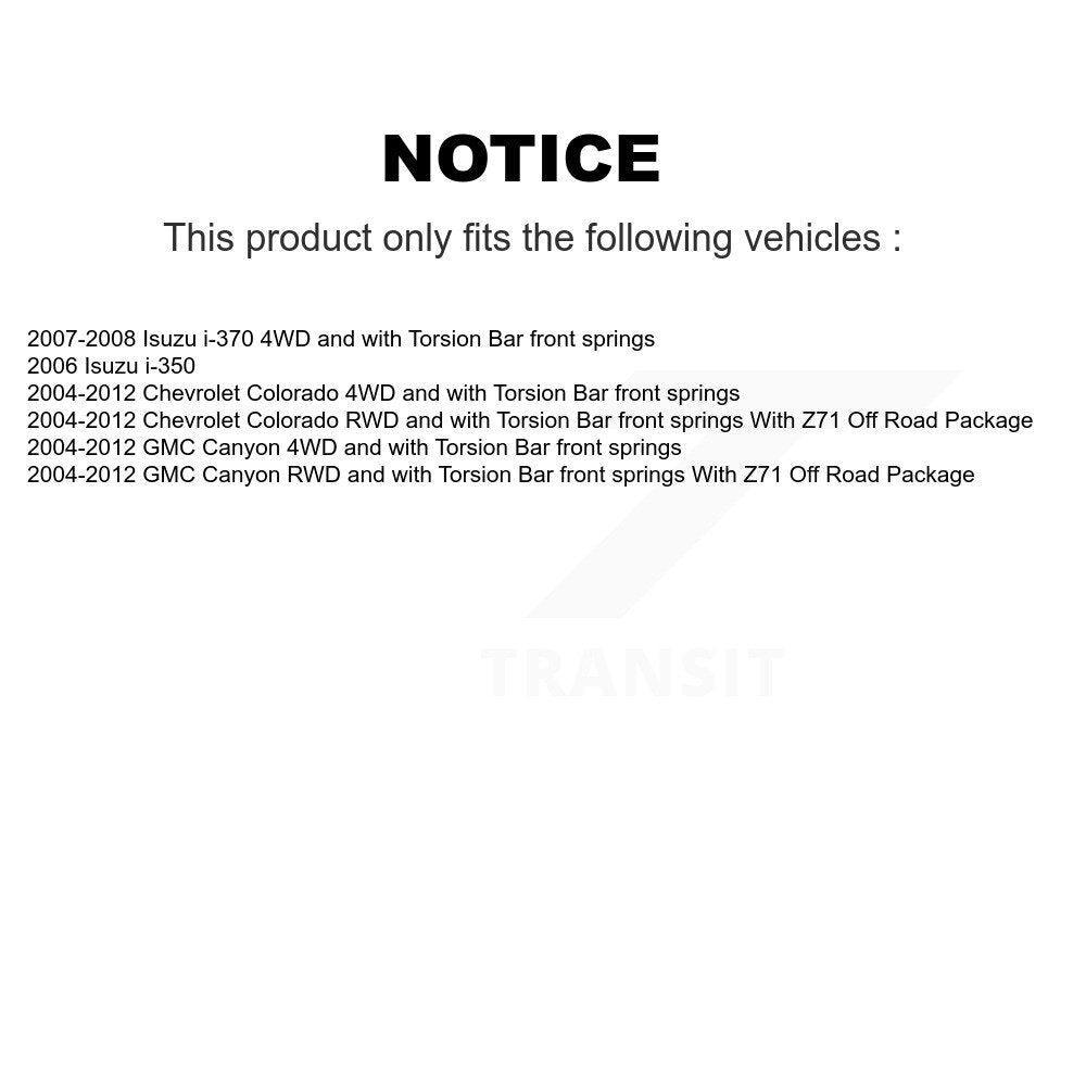[Avant] Kit d'amortisseur de suspension pour Chevrolet Colorado GMC Canyon Isuzu i-370 i-350 KSS-100037
