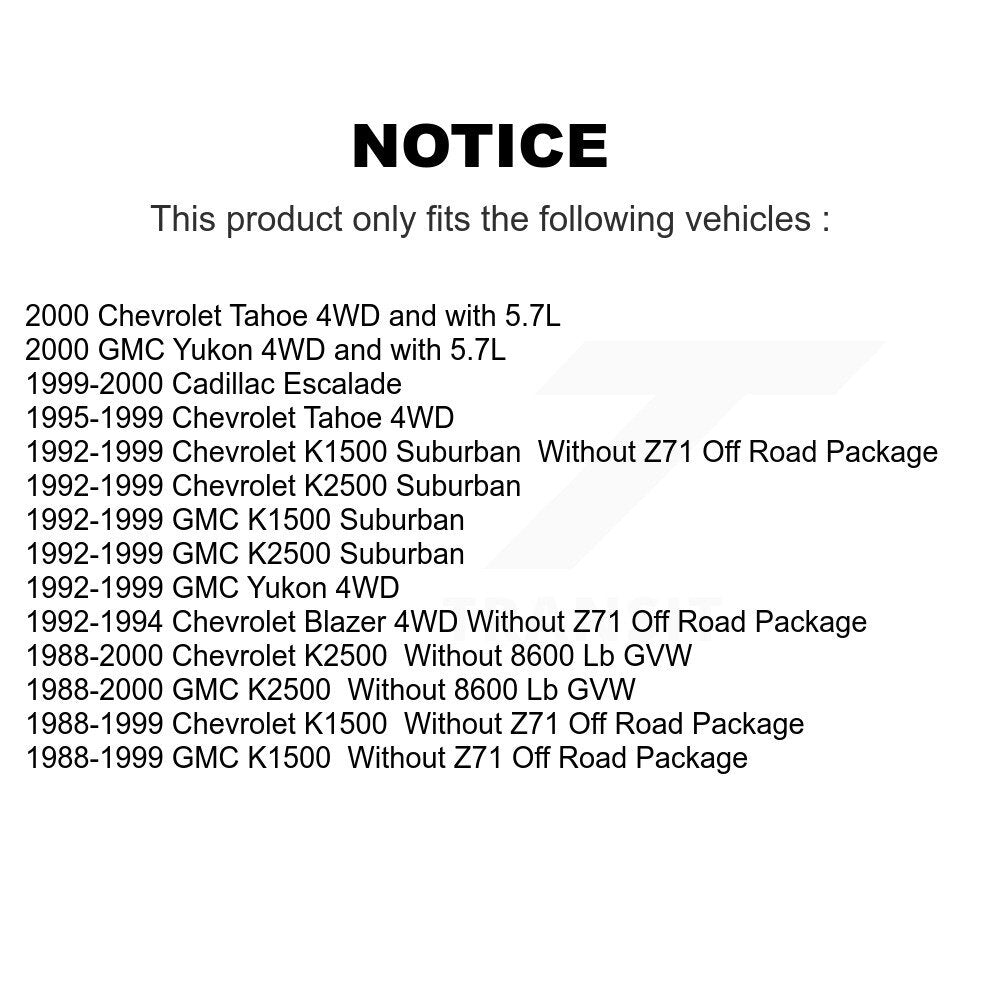 [Avant] Kit d'amortisseur de suspension pour Chevrolet K1500 GMC Tahoe K2500 Suburban Yukon Cadillac Escalade Blazer KSS-100046
