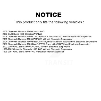 [Avant] Kit d'amortisseur de suspension pour Chevrolet Silverado 1500 GMC Sierra Classic KSS-100050