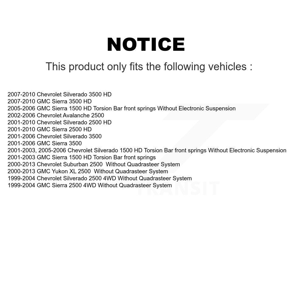 [Avant] Kit d'amortisseur de suspension pour Chevrolet Silverado 2500 HD GMC Sierra 3500 1500 Suburban Yukon XL Avalanche KSS-100054