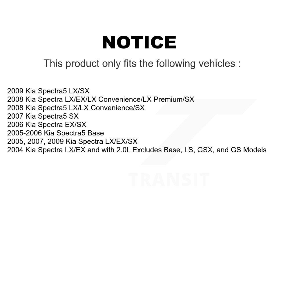 [Avant] Kit d'ensemble de jambe de suspension avec ressort hélicoïdal pour Kia Spectra Spectra5 KSS-100648