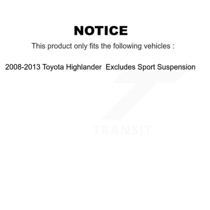 [Avant] Kit d'ensemble de jambe de suspension avec ressort hélicoïdal pour 2008-2013 Toyota Highlander Excludes Sport Suspension KSS-100738