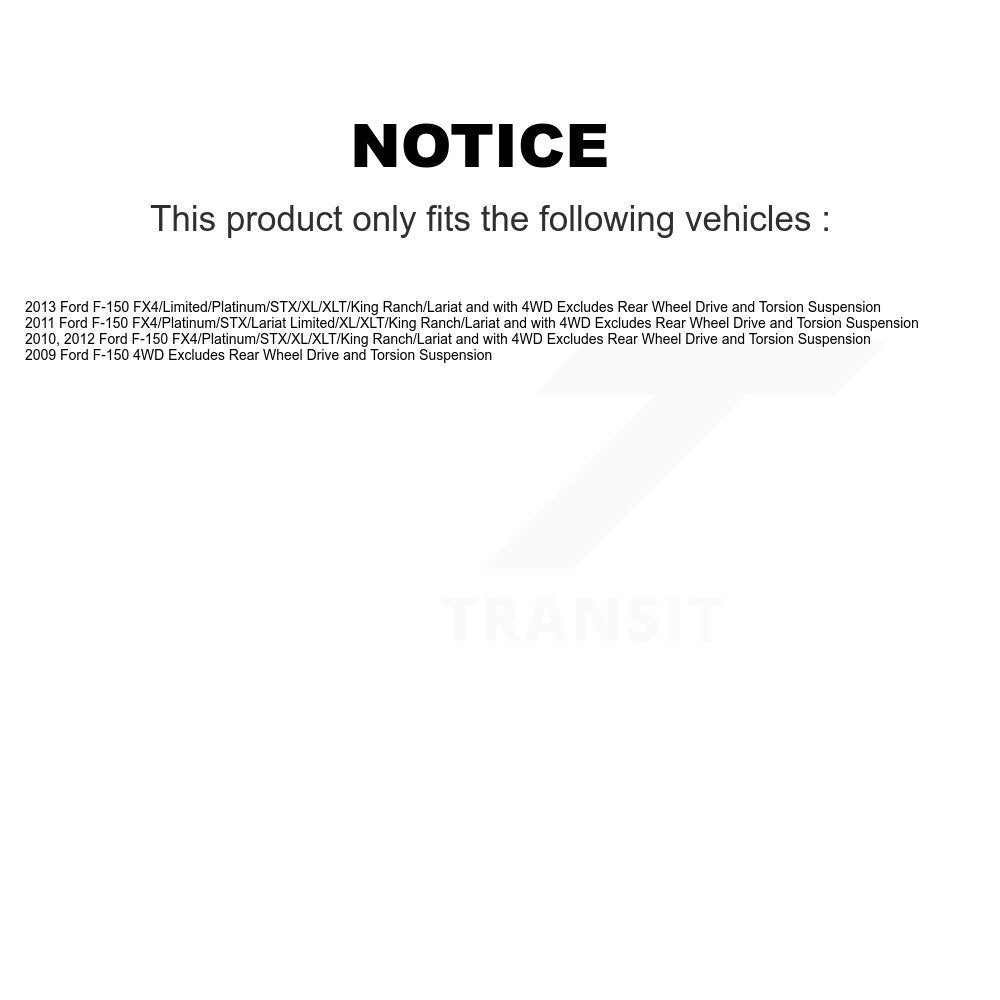 [Avant] Kit d'ensemble de jambe de suspension avec ressort hélicoïdal pour Ford F-150 Excludes Rear Wheel Drive Torsion Suspension KSS-100832