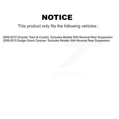 [Avant] Kit d'ensemble de bras de suspension et joint à rotule pour 2008-2010 Chrysler Town & Country Dodge Grand Caravan Excludes Models avec Nivomat Rear Suspension KSS-103927