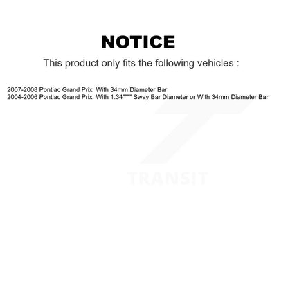 [Avant] Kit d'ensemble de bras de suspension et joint à rotule pour 2004-2008 Pontiac Grand Prix avec 34mm Diameter KSS-103940