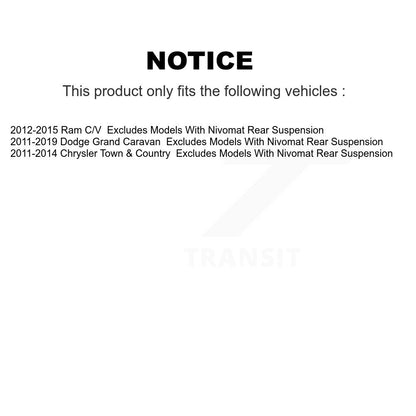 [Avant] Kit d'ensemble de bras de suspension et joint à rotule pour Dodge Grand Caravan Chrysler Town & Country Ram C/V Excludes Models avec Nivomat Rear Suspension KSS-103953