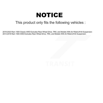 [Avant] Kit d'ensemble de bras de suspension et joint à rotule pour Ram 1500 Classic Excludes Rear Wheel Drive TRX Models avec Air Ride/Lift Suspension 4WD KSS-103973
