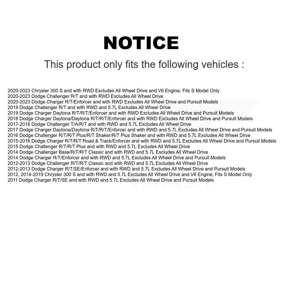 [Avant Droite] Ensemble de jambe de suspension avec ressort hélicoïdal pour Dodge Charger Chrysler 300 Challenger KSS-104289