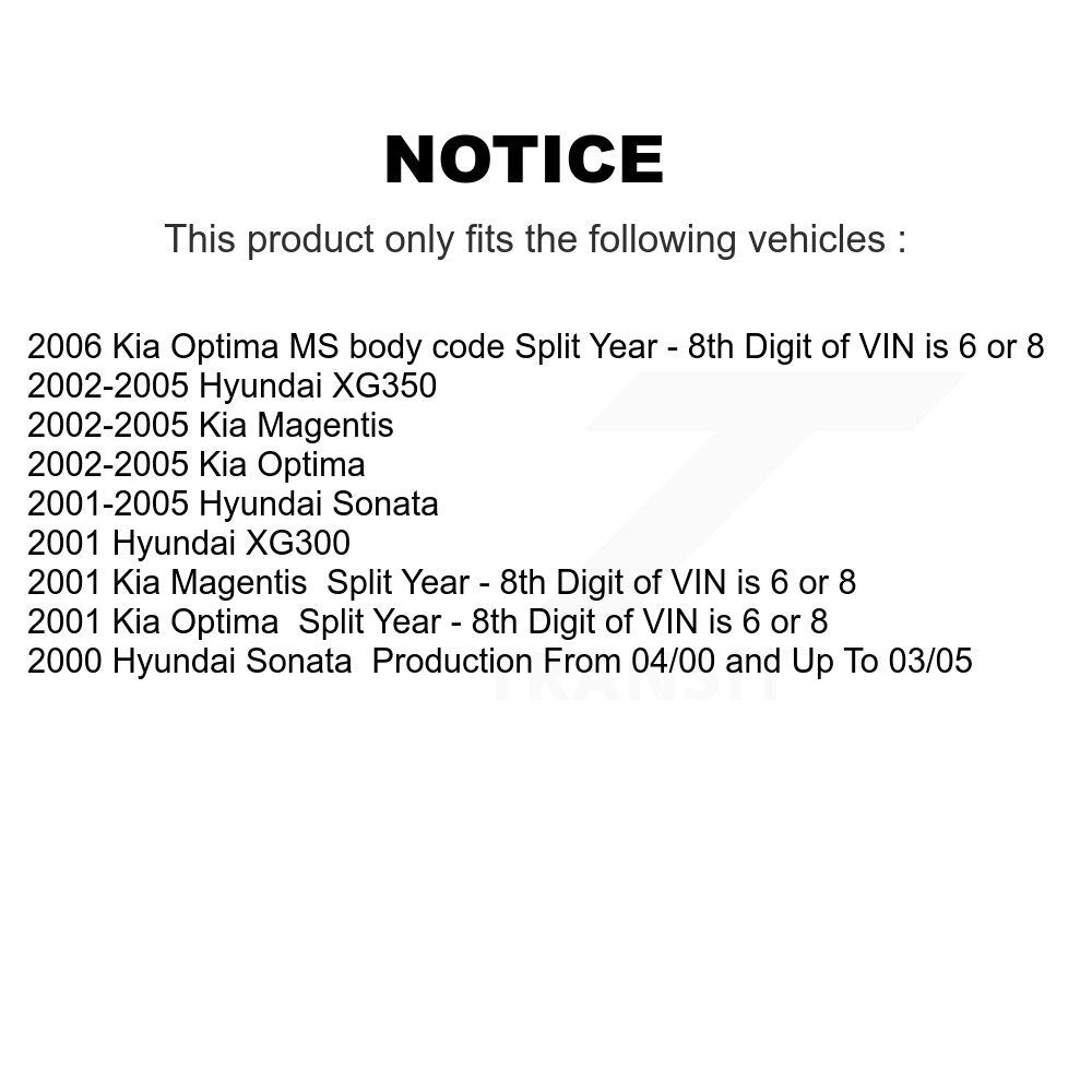 [Arrière Droite] Ensemble de jambe de suspension avec ressort hélicoïdal pour Hyundai Sonata Kia Optima XG350 XG300 Magentis KSS-105630