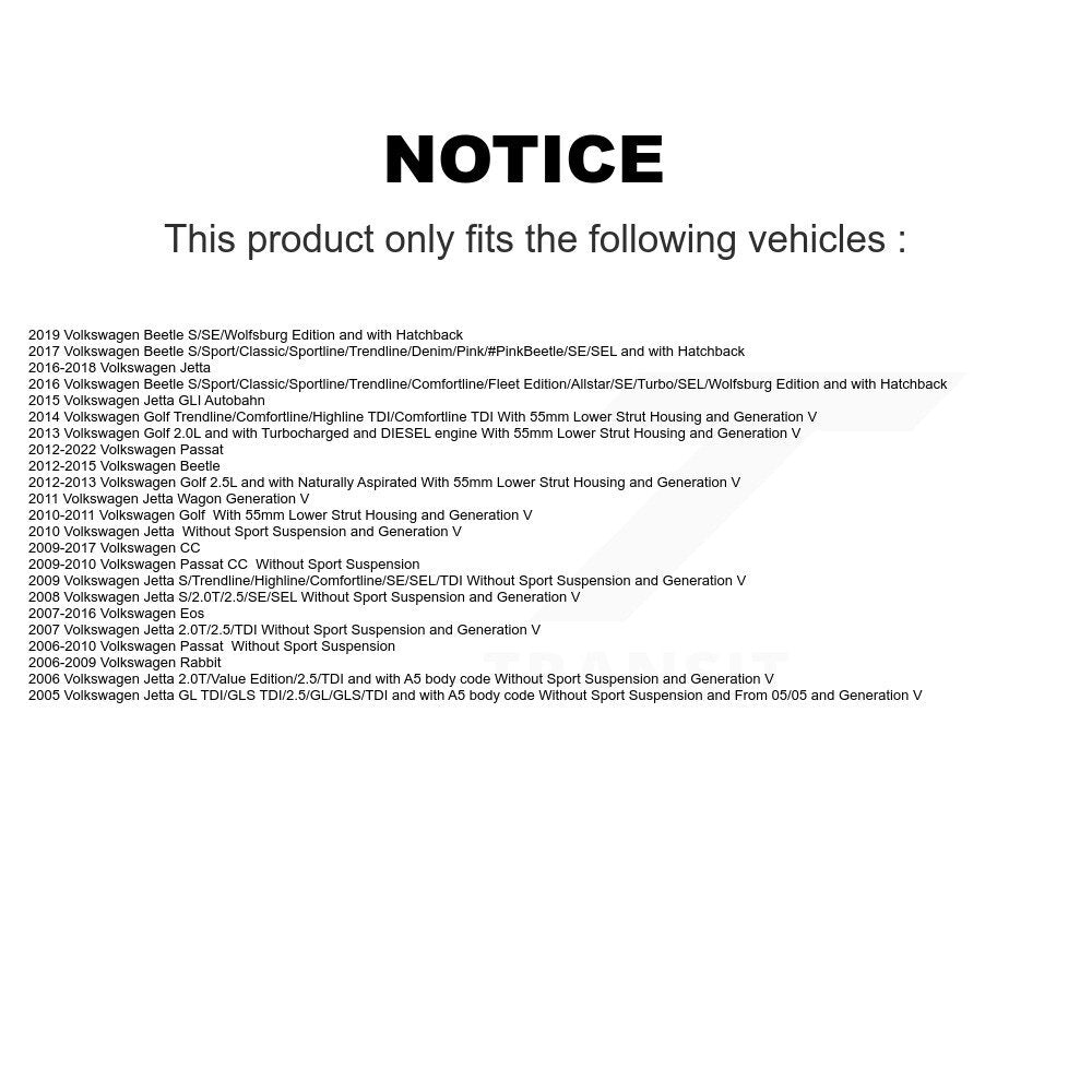 [Avant] Jambe de suspension pour Volkswagen Jetta Passat Golf Beetle Rabbit CC KSS-107253