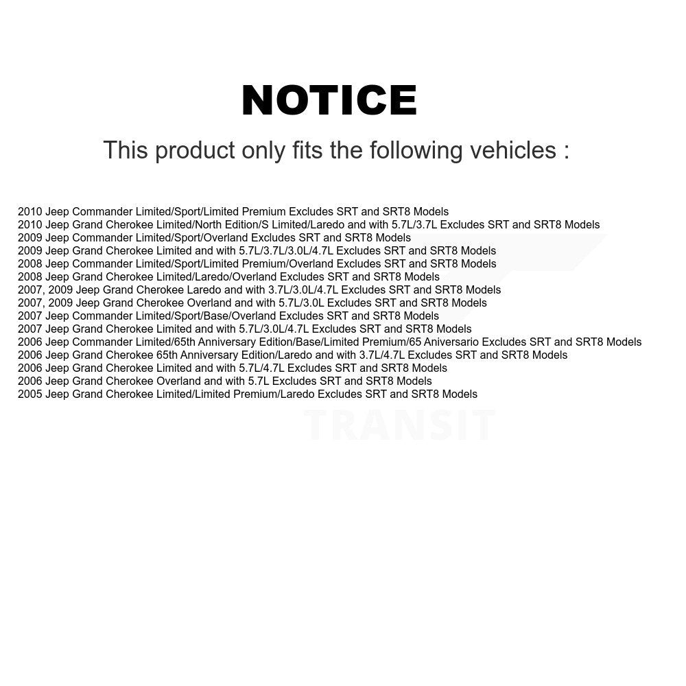 [Avant et Arrière] Ensemble de jambe de suspension avec ressort hélicoïdal pour Jeep Grand Cherokee KSS-107760