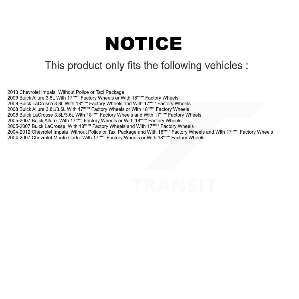 [Avant et Arrière] Jambe de suspension pour Chevrolet Impala Buick LaCrosse Allure Monte KSS-108164