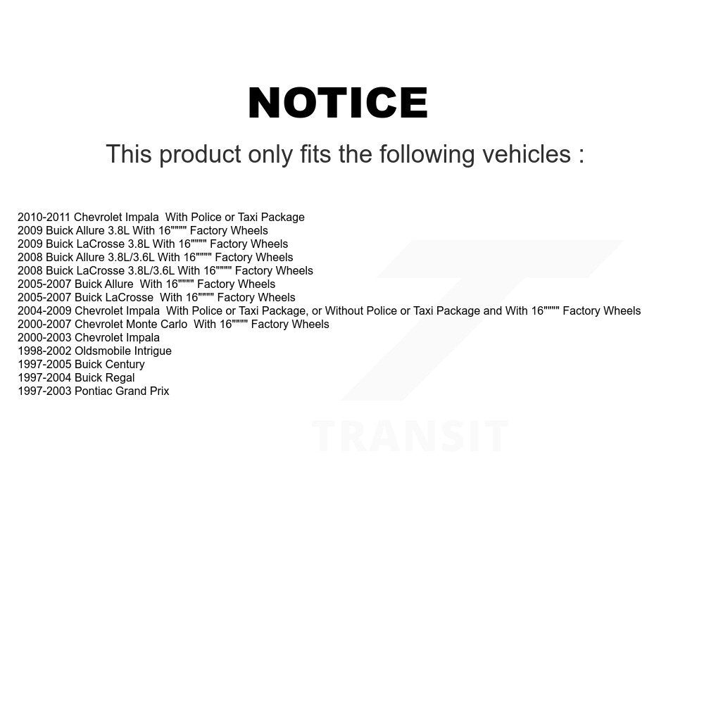 [Avant et Arrière] Jambe de suspension pour Chevrolet Impala Buick LaCrosse Century Allure KSS-108165