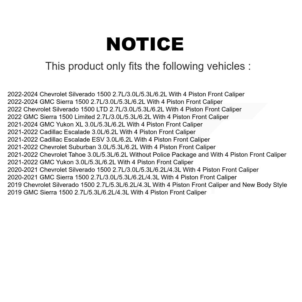 [Avant et Arrière] Plaquette de frein pour GMC Chevrolet Silverado 1500 Yukon KSW-100747