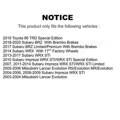 [Avant + Arrière] Kit de plaquette (céramique) de frein pour Subaru Impreza Mitsubishi Lancer WRX STI BRZ Toyota 86 KTC-100012