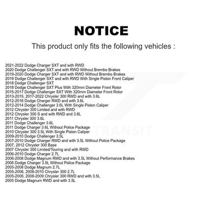 [Avant + Arrière] Kit de plaquette (céramique) de frein pour Dodge Charger Chrysler 300 Challenger Magnum KTC-100036