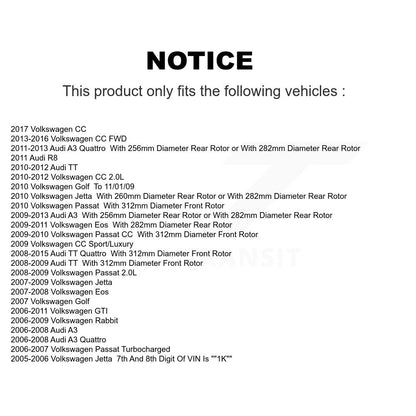 [Avant + Arrière] Kit de plaquette (céramique) de frein pour Volkswagen Jetta CC Passat GTI Audi Rabbit Eos A3 TT Quattro Golf R8 KTC-100066