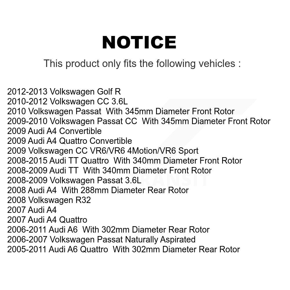 [Avant + Arrière] Kit de plaquette (céramique) de frein pour Volkswagen Audi Passat CC A4 Quattro A6 TT Golf R R32 KTC-100071