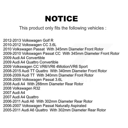 [Avant + Arrière] Kit de plaquette (céramique) de frein pour Volkswagen Audi Passat CC A4 Quattro A6 TT Golf R R32 KTC-100071