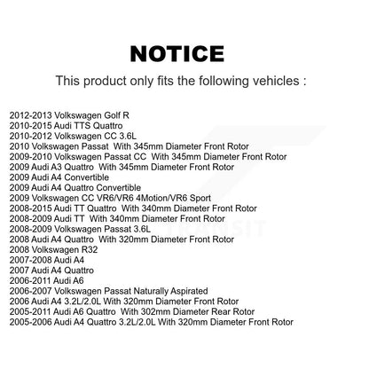 [Avant + Arrière] Kit de plaquette (céramique) de frein pour Volkswagen Audi Passat CC A4 Quattro A6 TT Golf R R32 KTC-100071