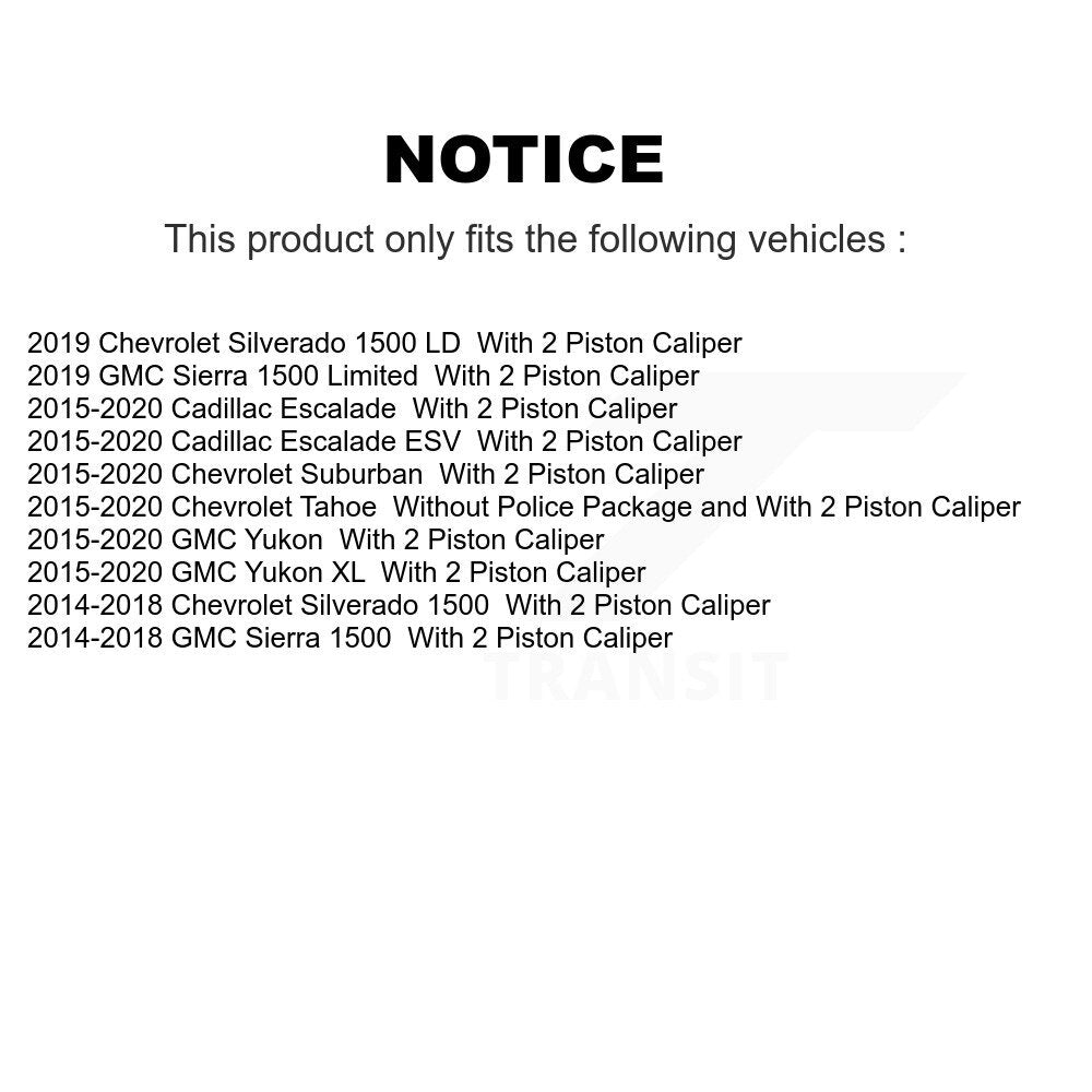 [Avant + Arrière] Kit de plaquette (céramique) de frein pour Chevrolet Silverado 1500 GMC Sierra Tahoe Suburban Yukon Cadillac XL Escalade ESV LD Limited KTC-100159
