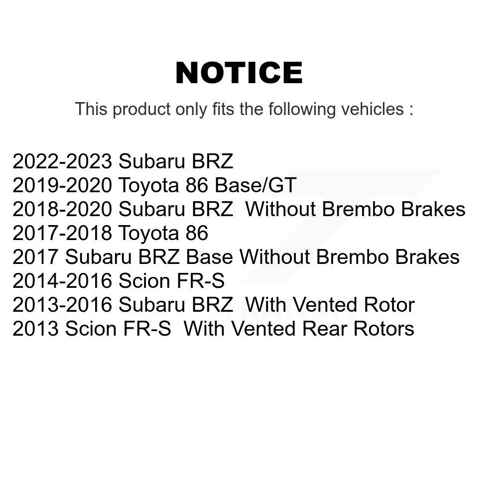 [Avant + Arrière] Kit de plaquette (céramique) de frein pour Scion FR-S Subaru BRZ Toyota 86 KTC-100238