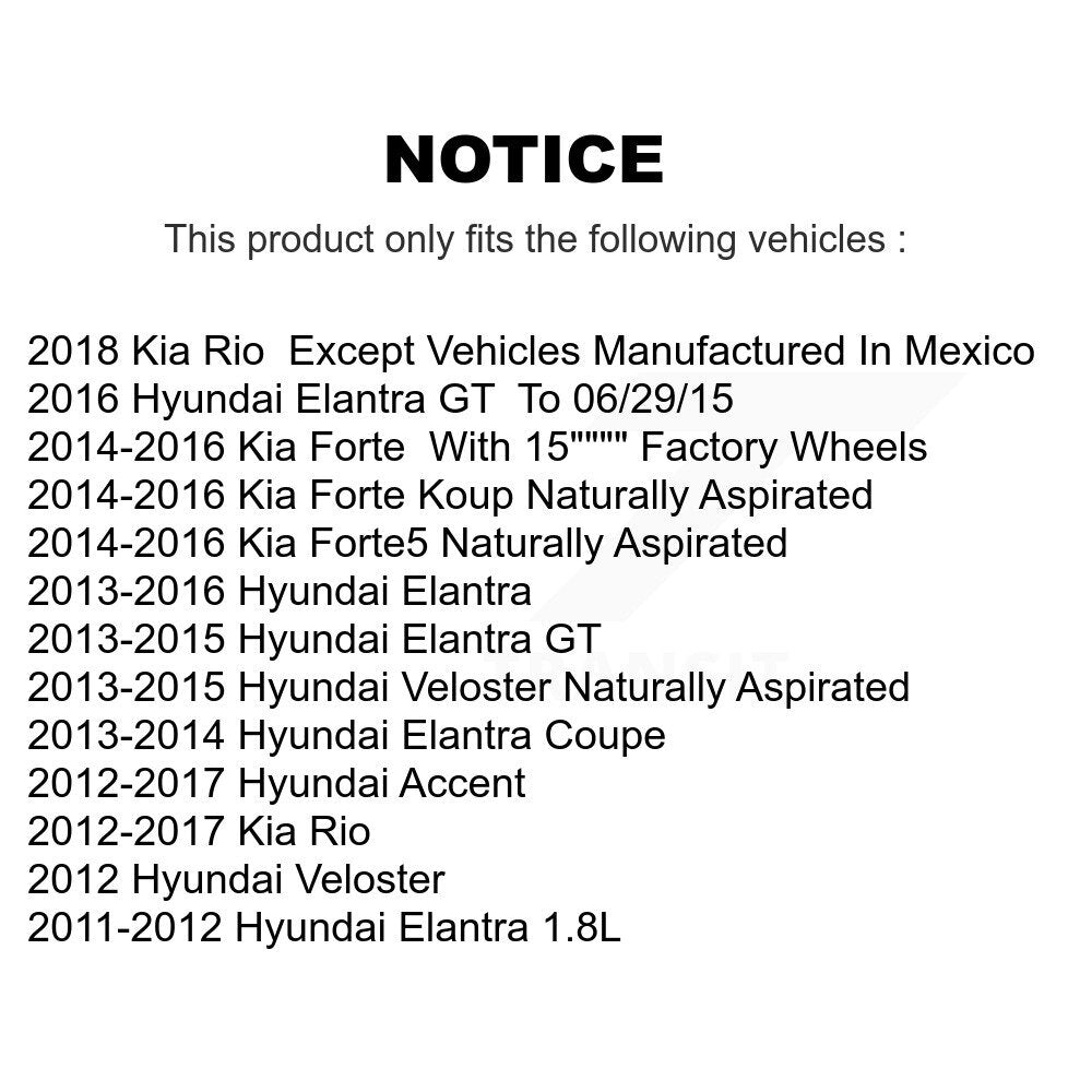 [Avant + Arrière] Kit de plaquette (céramique) de frein pour Hyundai Elantra Kia Accent Forte Rio Veloster GT Forte5 Coupe Koup KTC-100243