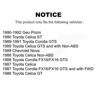 [Avant + Arrière] Kit de plaquette (céramique) de frein pour Toyota Corolla Celica Geo Prizm Chevrolet Nova KTC-100320