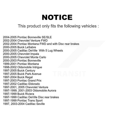 [Avant + Arrière] Kit de plaquette (céramique) de frein pour Buick Chevrolet Impala LeSabre Century Pontiac Cadillac DeVille Grand Prix Venture Monte Carlo Park Avenue Regal Bonneville Oldsmobile Montana Intrigue KTC-100364