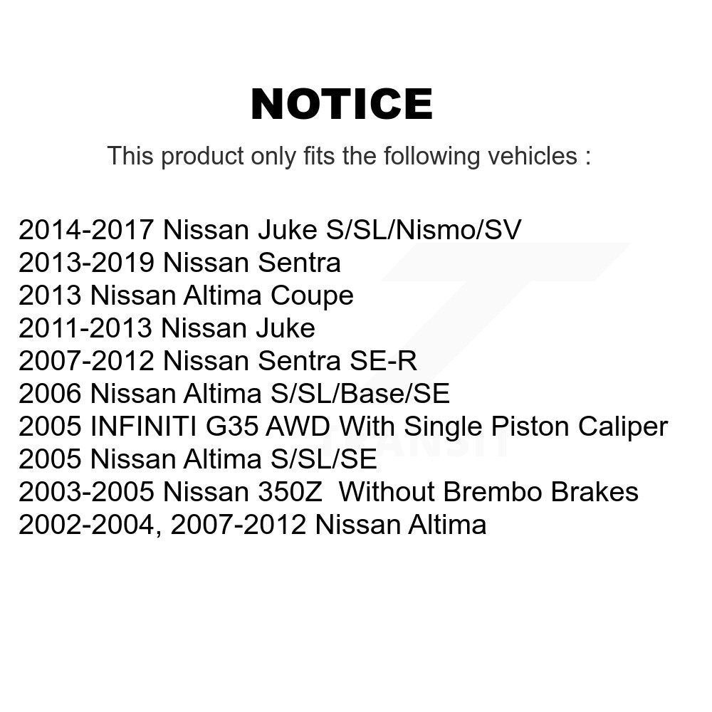 [Avant + Arrière] Kit de plaquette (céramique) de frein pour Nissan Altima Sentra Juke Infiniti G35 350Z INFINITI KTC-100406