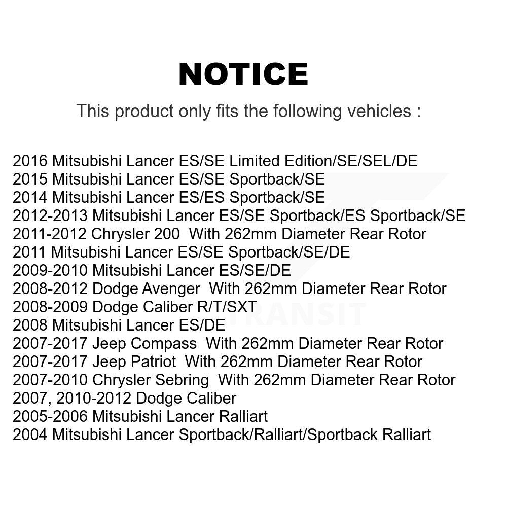 [Avant + Arrière] Kit de plaquette (céramique) de frein pour Jeep Patriot Dodge Compass Chrysler Caliber Avenger Mitsubishi Lancer Sebring 200 KTC-100441