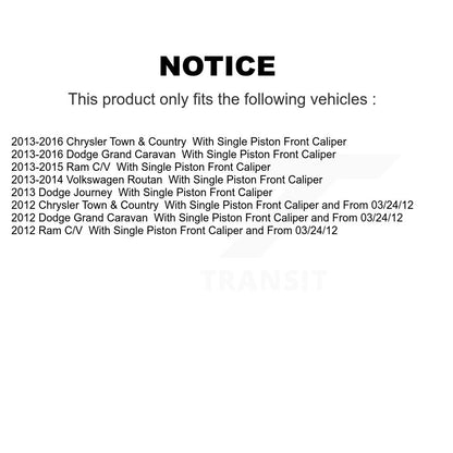 [Avant + Arrière] Kit de plaquette (céramique) de frein pour Dodge Grand Caravan Chrysler Town & Country Journey Ram C/V Volkswagen Routan KTC-100640