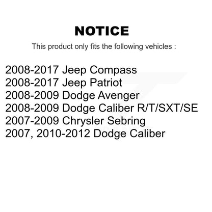 [Avant + Arrière] Kit de plaquette (céramique) de frein pour Jeep Patriot Compass Dodge Caliber Chrysler Sebring Avenger KTN-100184