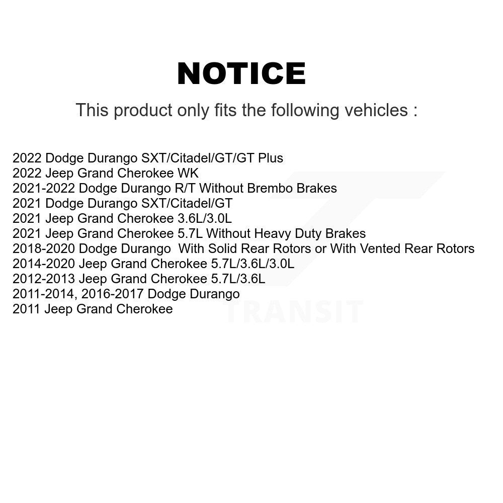 [Avant + Arrière] Kit de plaquette (céramique) de frein pour Jeep Grand Cherokee Dodge Durango WK KTN-100701