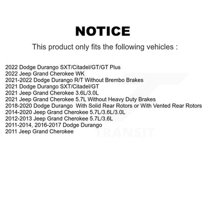 [Avant + Arrière] Kit de plaquette (céramique) de frein pour Jeep Grand Cherokee Dodge Durango WK KTN-100701