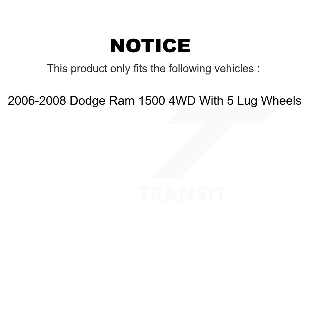 [Avant] Kit d'ensemble de bras de suspension et joint à rotule pour 2006-2008 Dodge Ram 1500 4WD avec 5 Lug Wheels KTR-100013