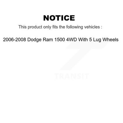 [Avant] Kit d'ensemble de bras de suspension et joint à rotule pour 2006-2008 Dodge Ram 1500 4WD avec 5 Lug Wheels KTR-100013