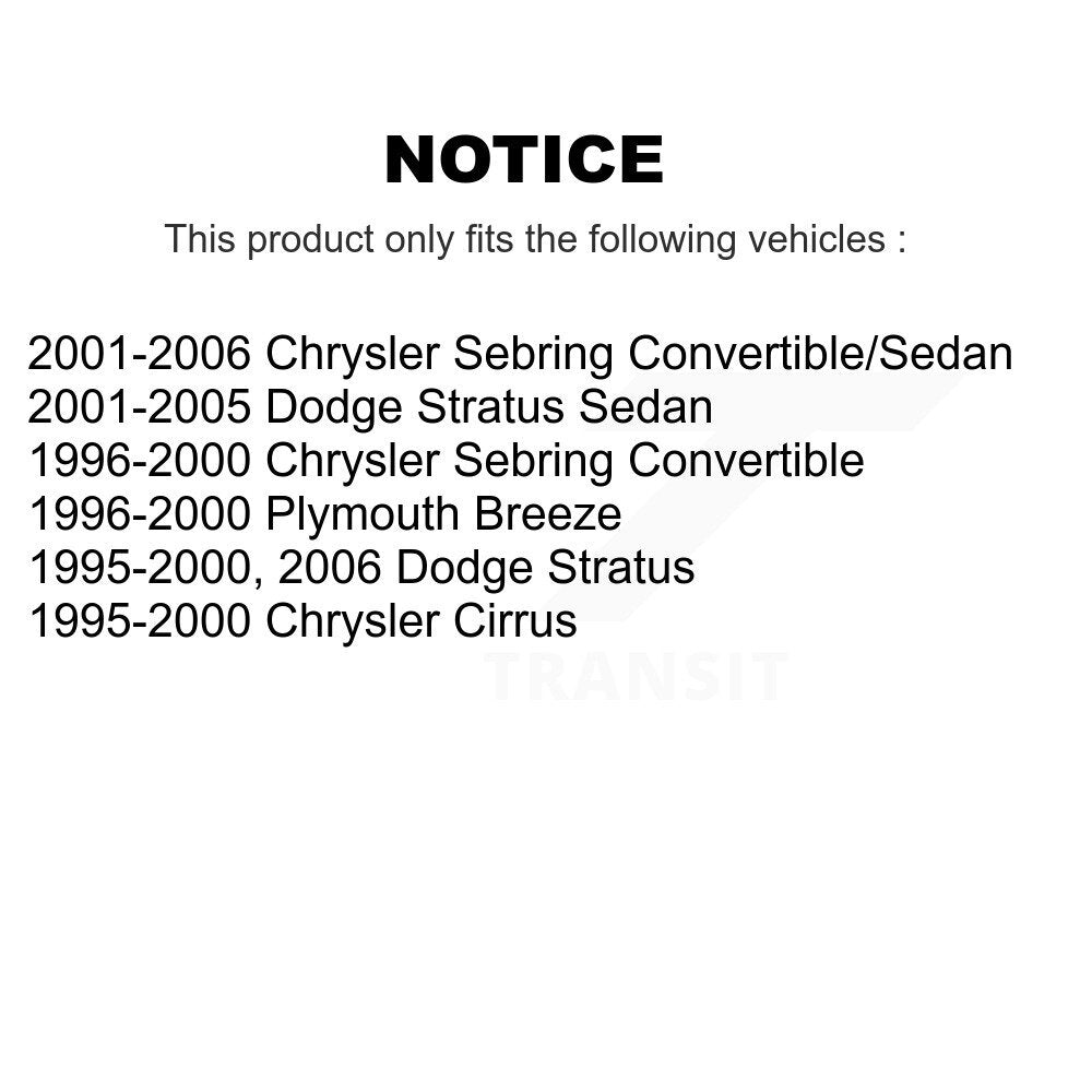 [Avant] Kit d'ensemble de bras de suspension et joint à rotule pour Chrysler Sebring Dodge Stratus Cirrus Plymouth Breeze KTR-100016