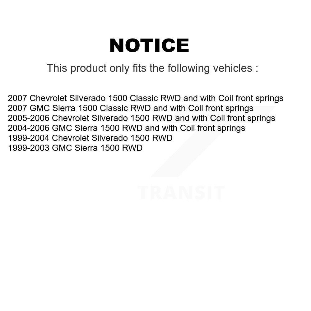 [Avant] Kit d'ensemble de bras de suspension et joint à rotule pour Chevrolet Silverado 1500 GMC Sierra Classic KTR-100075