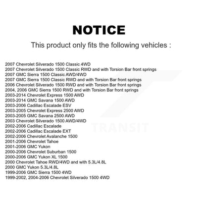 [Avant] Kit d'ensemble de bras de suspension et joint à rotule pour Chevrolet Silverado 1500 GMC Tahoe Sierra Suburban Yukon Avalanche XL Cadillac Classic Escalade ESV EXT KTR-100099