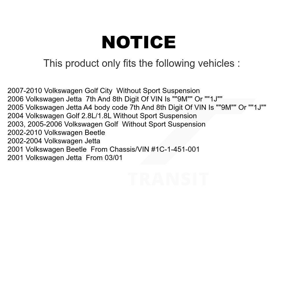 [Avant] Kit d'ensemble de bras de suspension et joint à rotule pour Volkswagen Jetta Beetle Golf City KTR-100127