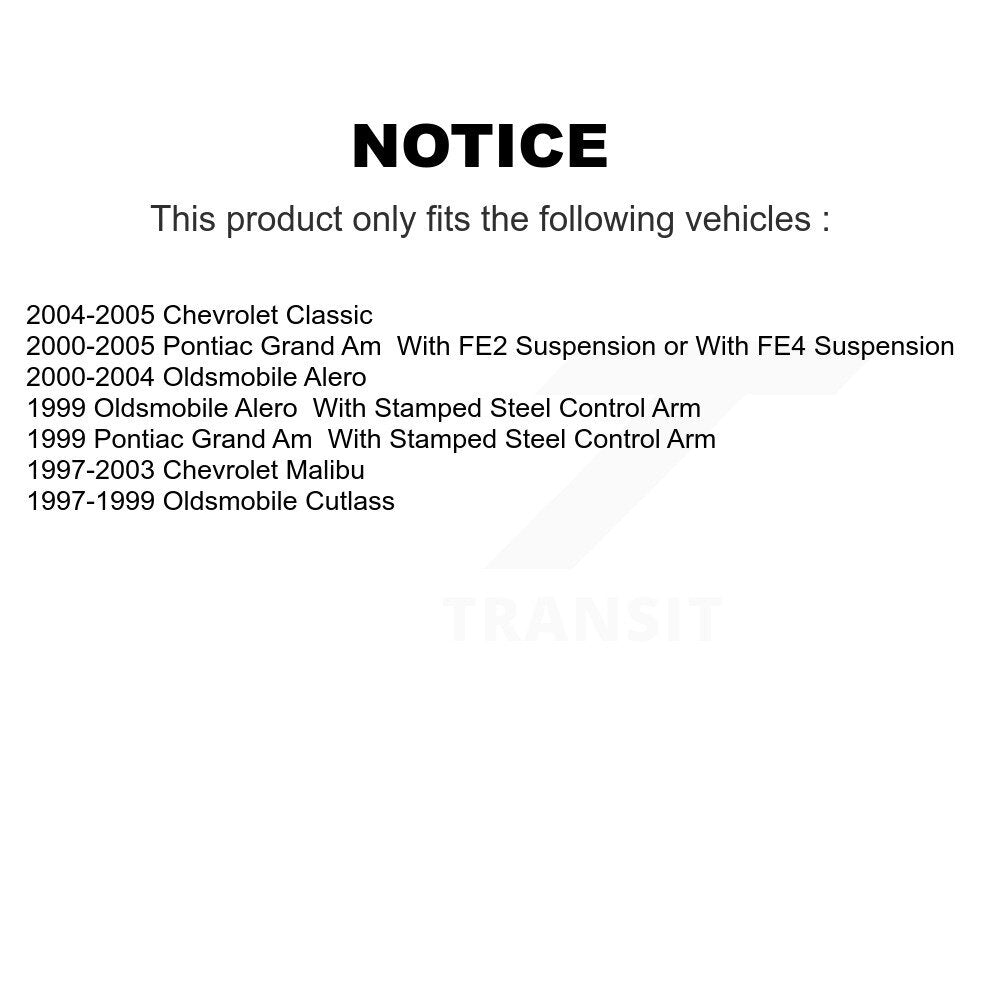 [Avant] Kit d'ensemble de bras de suspension et joint à rotule pour Chevrolet Pontiac Grand Am Malibu Oldsmobile Alero Classic Cutlass KTR-100190