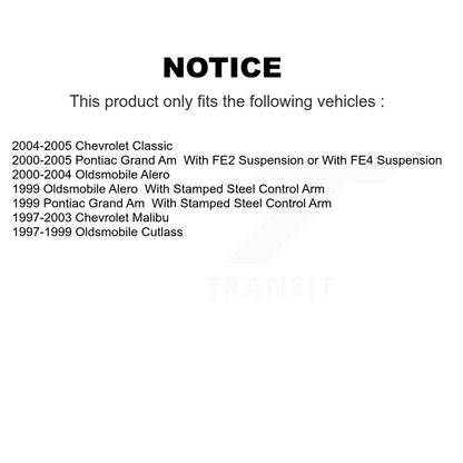 [Avant] Kit d'ensemble de bras de suspension et joint à rotule pour Chevrolet Pontiac Grand Am Malibu Oldsmobile Alero Classic Cutlass KTR-100190