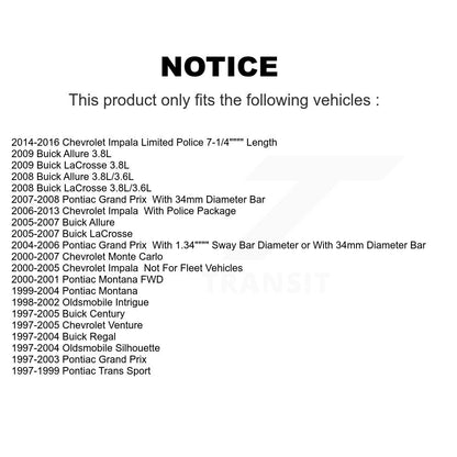 [Avant] Kit d'ensemble de bras de suspension et joint à rotule pour Chevrolet Impala Buick Pontiac Grand Prix Century LaCrosse Monte Carlo Venture Limited Regal Oldsmobile Montana Uplander Intrigue Saturn KTR-100193