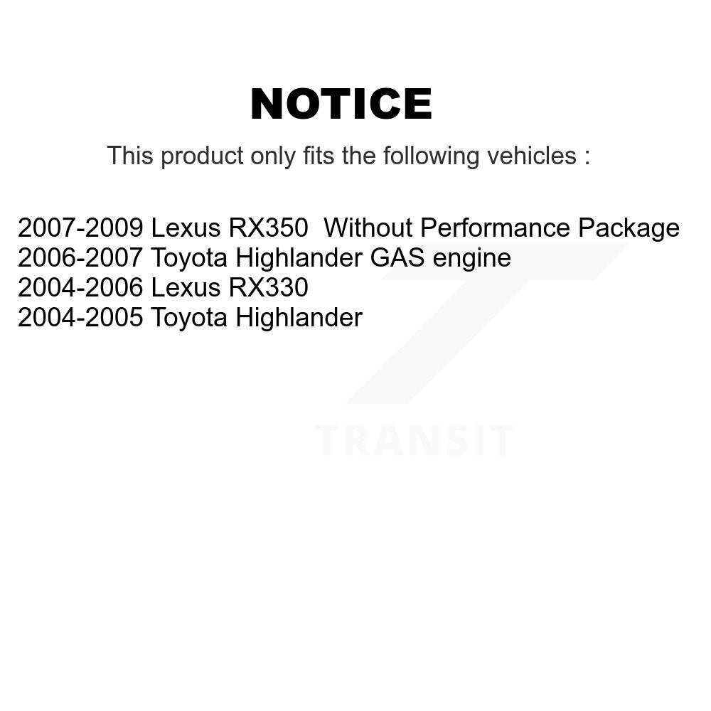 [Avant] Kit d'ensemble de bras de suspension et joint à rotule pour Lexus Toyota Highlander RX350 RX330 KTR-100383