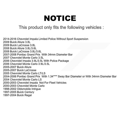 [Avant] Kit d'ensemble de bras de suspension et joint à rotule pour Chevrolet Impala Buick Century Pontiac Grand Prix LaCrosse Monte Carlo Limited Regal Oldsmobile Intrigue Allure KTR-100445
