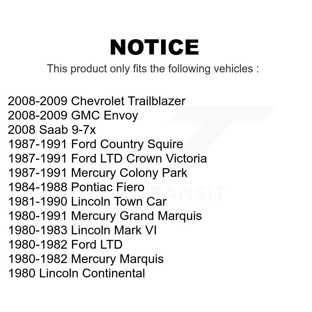 [Avant] Kit de biellette de barre stabilisatrice de suspension pour Chevrolet Trailblazer Ford GMC Envoy Lincoln LTD Crown Victoria Town Car Mercury Grand Marquis Pontiac Fiero Mark VI Saab 9-7x Colony Park Country Squire KTR-100664