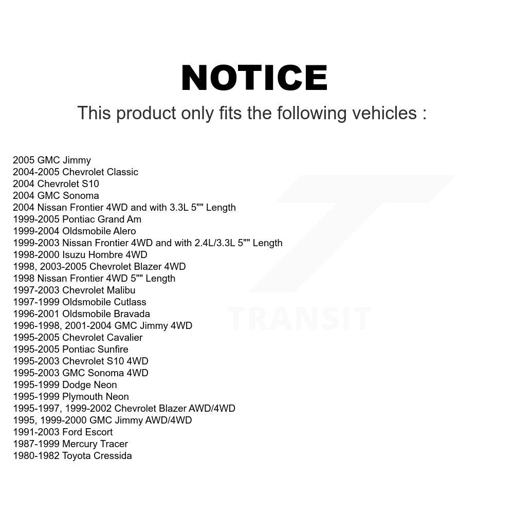 [Avant] Kit de biellette de barre stabilisatrice de suspension pour Chevrolet S10 Blazer Cavalier Pontiac Nissan Frontier GMC Grand Am Malibu Sonoma Ford Escort Oldsmobile Alero Jimmy Sunfire Classic Neon Bravada Dodge KTR-100668