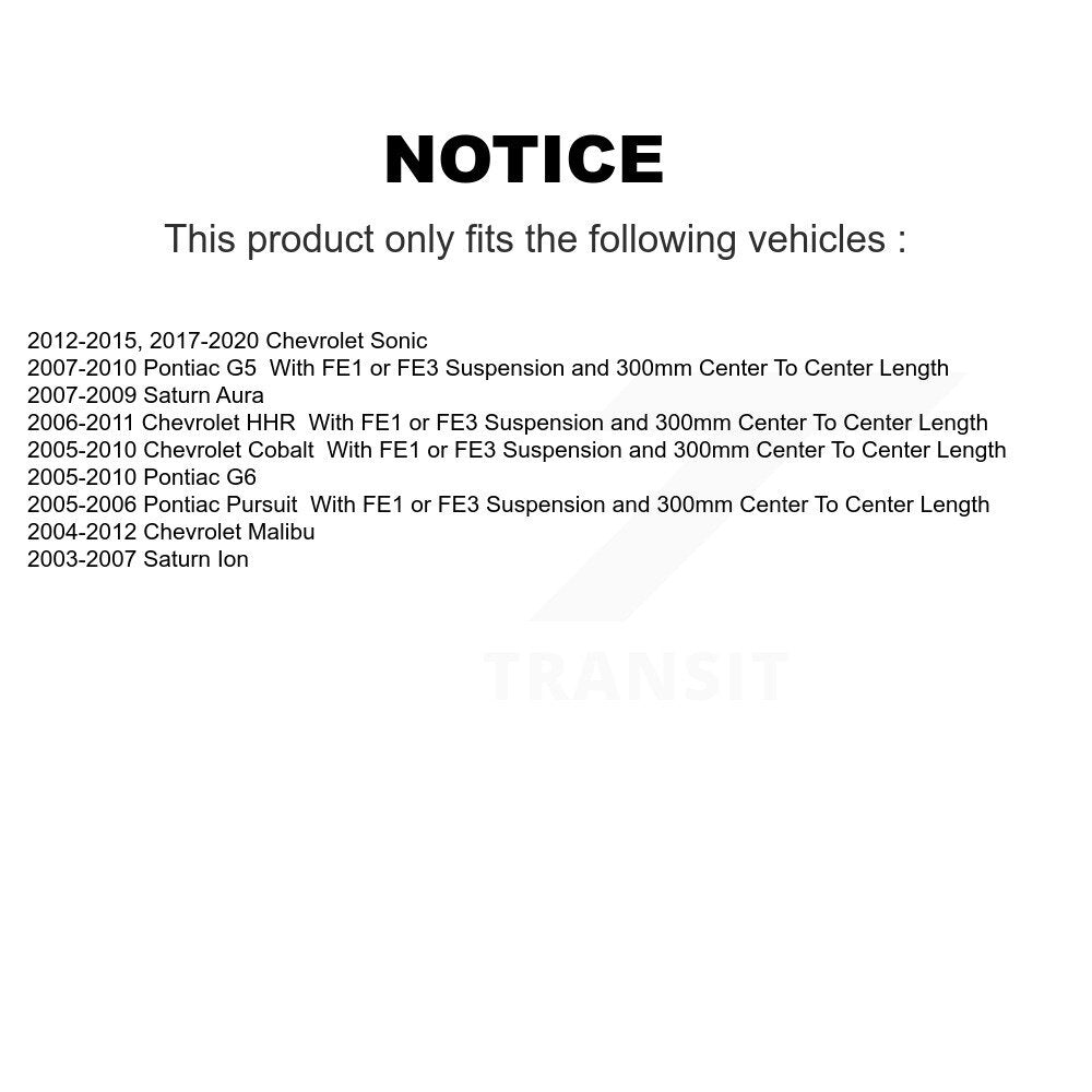 [Avant] Kit de biellette de barre stabilisatrice de suspension pour Chevrolet Cobalt Malibu Pontiac G6 HHR Saturn Sonic Ion Aura G5 Pursuit KTR-100757