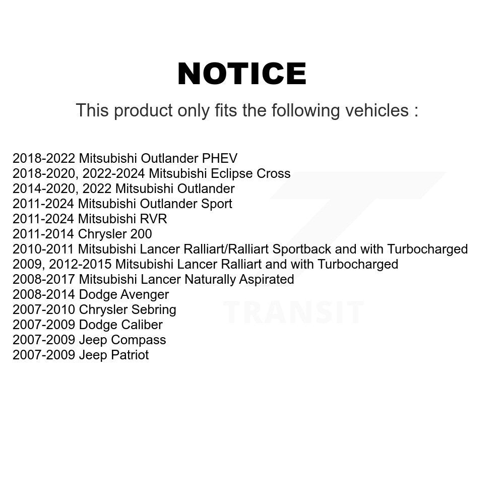 [Arrière] Kit de biellette de barre stabilisatrice de suspension pour Mitsubishi Dodge Chrysler Avenger 200 Outlander Sport Caliber Sebring Lancer Jeep Patriot Compass Eclipse Cross RVR PHEV KTR-100970